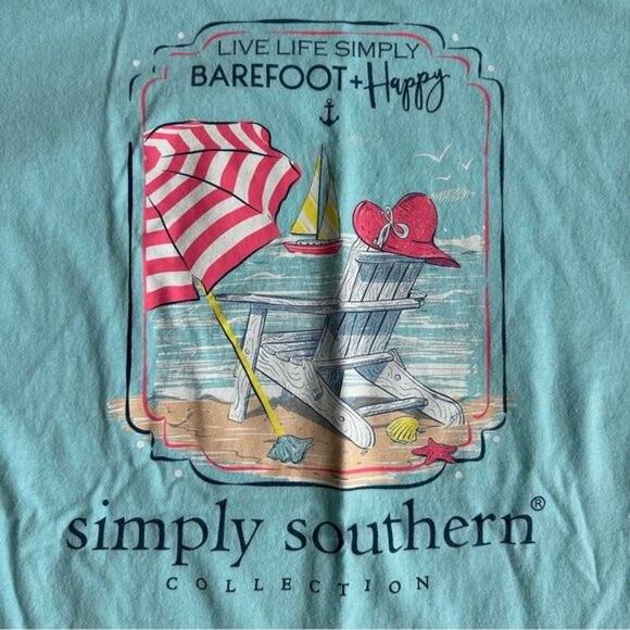 Simply Southern | Marine "Barefoot and Happy" T-shirt Tee | Size Extra Large - Picture 9 of 14